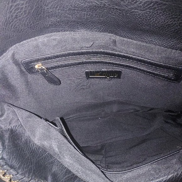 Designer Style Stella McCartney Style Crossbody Clutch Bag Black Gold Chain - Picture 12 of 15